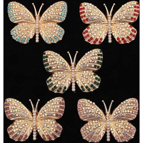 3PCS/Lot Full Golden Diamond Studded Butterfly For DIY Cell Phone Pendant Jewelry Making Hair Clip Accessories