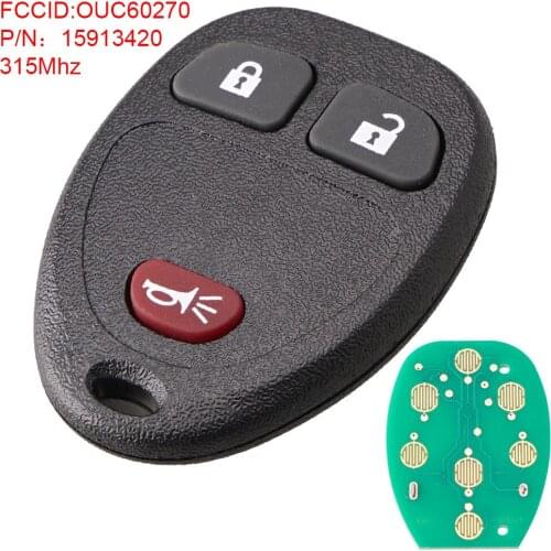 315Mhz Remote Car Key Replacement 3 Buttons Remote Keyless Entry Remote Key Fob Car Key OUC60270 Fit for Chevrolet Buick