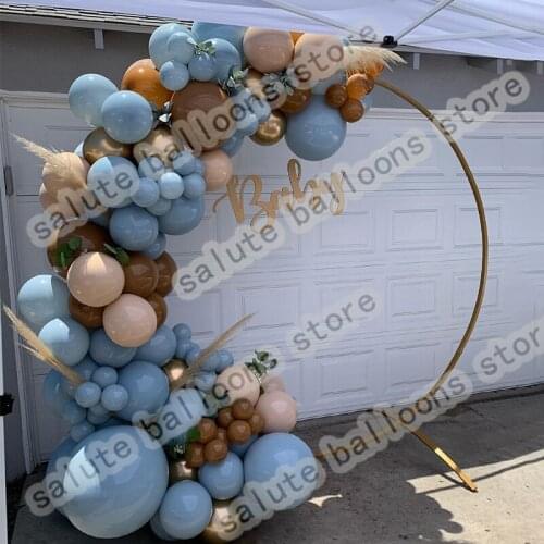 96 PCS Double Maca Blue Caramel Color Garland Weddingdecoration Balloon Arch Birthday Showershower Birthday Decoration