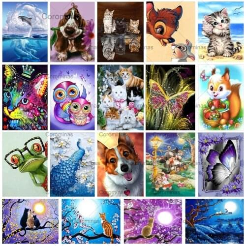 3D Diy Diamond Painting Inlaid Cute Pet Animal Dog Cat Full Drill Diamond Embroidered Rhinestone Pictures Mosaic Home Decoration