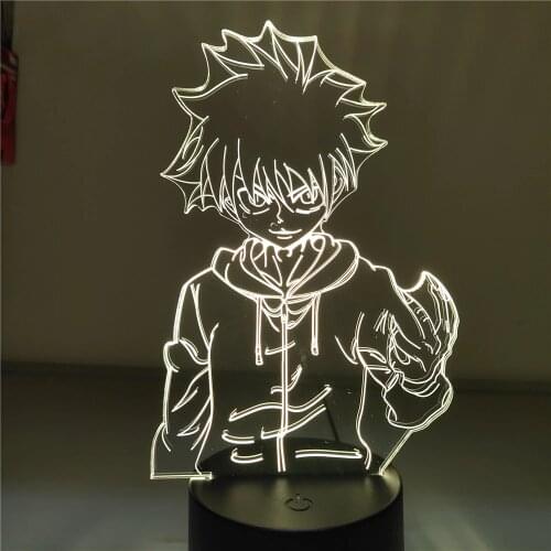 Anime Hunter X Hunter LED Killua Zoldyck 3D Lamp Figure Collection Bedroom Decor Kids Children Toys Doll Model Juguete HXH Figma