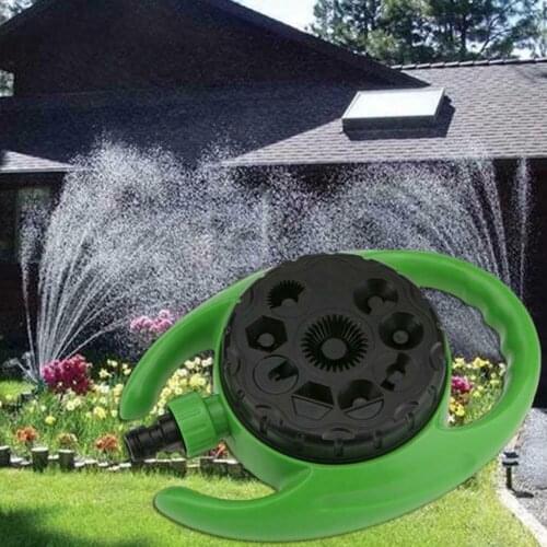 Automatic Watering Irrigation Backyard Dial Sprinkler 360 Rotating System 9-Pattern Turret Spray Stationary Sprinkler Head