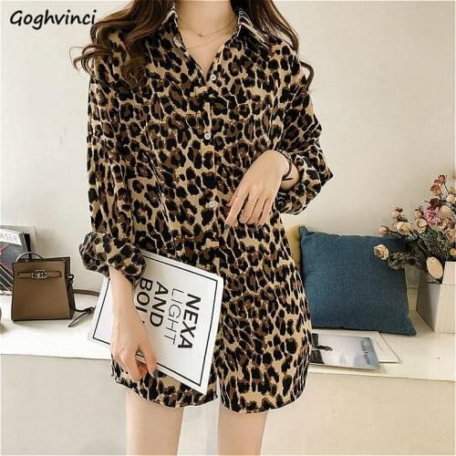 Blouses Shirts Women Chiffon Leopard-print All-match Harajuku Loose Sun-proof Streetwear Fashion Large Size 4XL Autumn Leisure