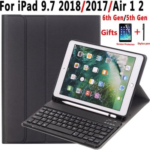 Pencil Holder Keyboard Case for Apple iPad 9.7 2018 6 6th Generation 5 5th 2017 Air 1 2 Pro 9.7 A1893 A1954 A1822 A1823 A1566