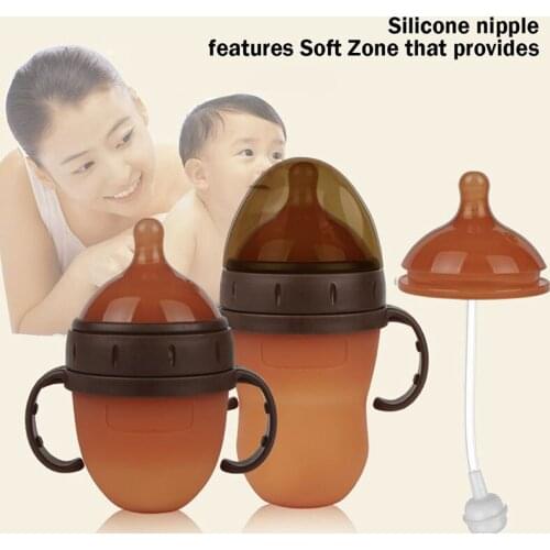 Baby Silicone Bottle Milk Quality Safety Health Cute Pacifier Infant Nipple Anti Colic Air Vent Wide Neck Nursing Feeding Bottle