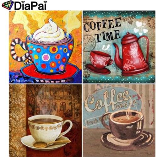 DIAPAI 5D DIY Diamond Painting Full Square/Round Drill "Coffee cup text" 3D Embroidery Cross Stitch 5D Decor Gift