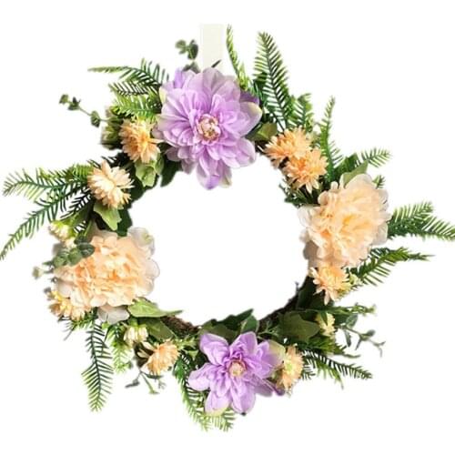 Artificial Peony Flower Wreath Silk Spring Garland For The Front Door Wall Hanging Window Wedding Party Decoration
