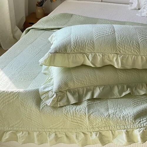Three-Piece Bed Cover Set Pure Cotton All Cotton Four Seasons Universal Quilted Quilted Solid Color Bed Sheet Bedspreads Dust