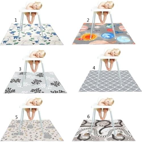 Washable Highchair Floor Mat Anti-Slip Silicone Spot Mat Waterproof Food Catcher Art Craft Leak Proof Mat Crawling Play Mat H3CD