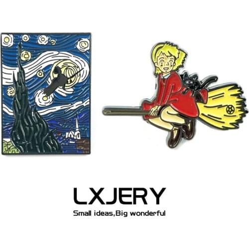 LXJERY Cartoon Kikis Delivery Service Pin Badge On Backpack Funny Cat Brooch Pins For Clothes Broche For Women Girl Schoolbag