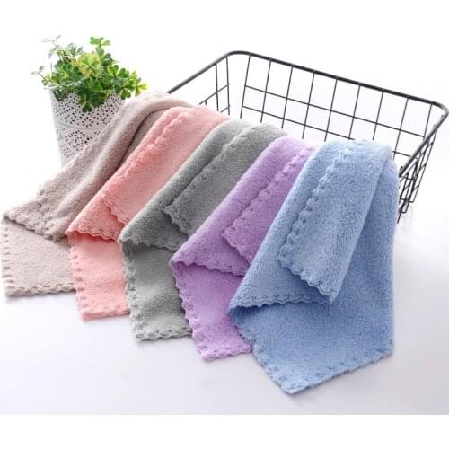 Coral Fleece Small Square Children Plain Soft Absorbent Face Towel Multicolor Fashion Rag Hand Towel 30x30cm