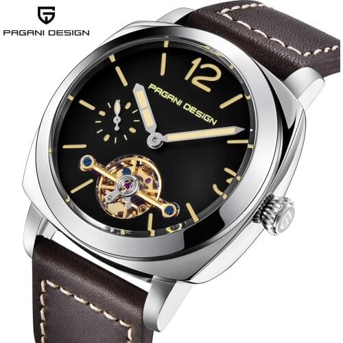 PAGANI DESIGN Luxury Tourbillon Mechanical Watches Luminous Genuine Leather Fashion Casual Automatic Watch Men Relogio Masculino