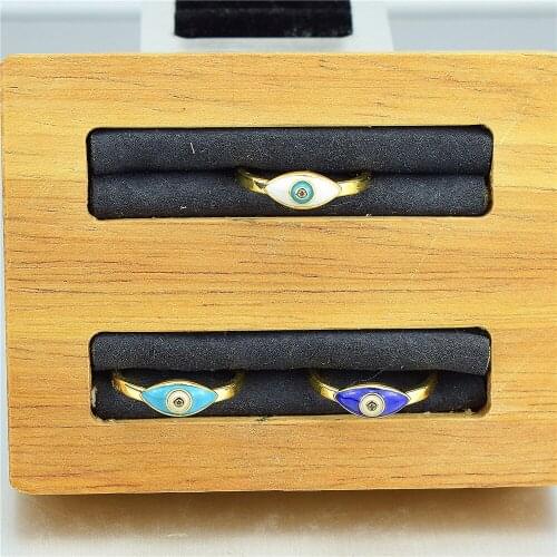 Fashion Punk Trend, Oval Opening Adjustable Ring, Evil Eye Charm, Demon Eye Ring, Three-Color Enamel Jewelry