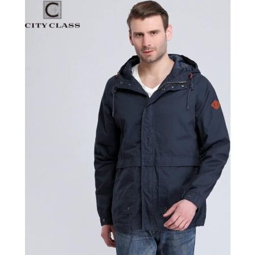 CITY CLASS 2019 Mens 100% Washed Cotton Windbreakers Casual Loose Multi-colors Hooded Jackets and Coats with Drawstring 3803