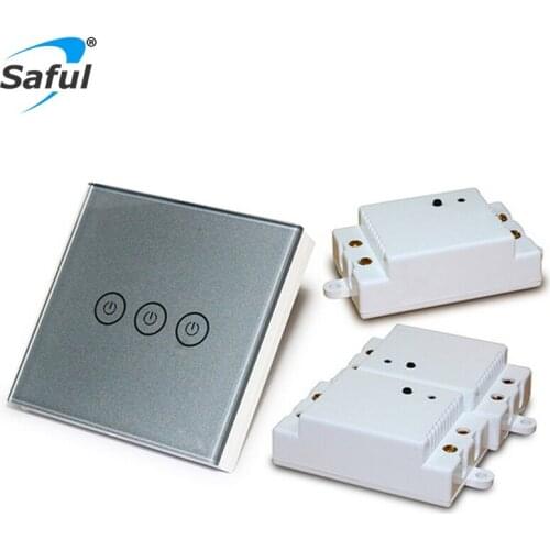 Saful Wall Switch 50/60 Hz 150M Lighting Remote Coutrol Led Luxury Tempered Glass Panels Home Capscitive Touch Switch