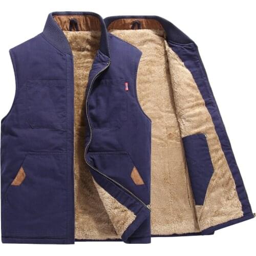 Newest 2020 Autumn Winter Men Coat Warm Sleeveless Jacket Casual Men Vest Coat Fleece Army Green Waistcoat Big Size 6XL