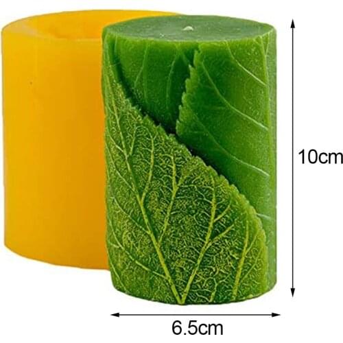 New 3D Silicone Candle Mold Craft Moluds DIY Cake Silicone Molds Cylinder With Leaves DIY Soap Dye Model 10*6.5*6.5cm Wholesale