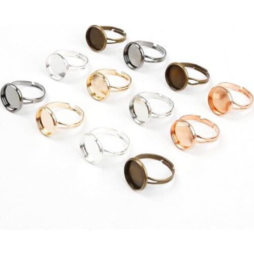 10pcs/lot Dia2.5x14mm Adjustable Blank Ring Base FitGlass Cabochons Cameo Settings Tray Diy Jewelry Making Ring
