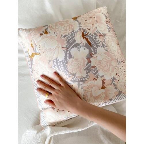 48x48cm Peony silk pillow Seat Cushion Back Cushion Lumbar Rests pillow do not with core