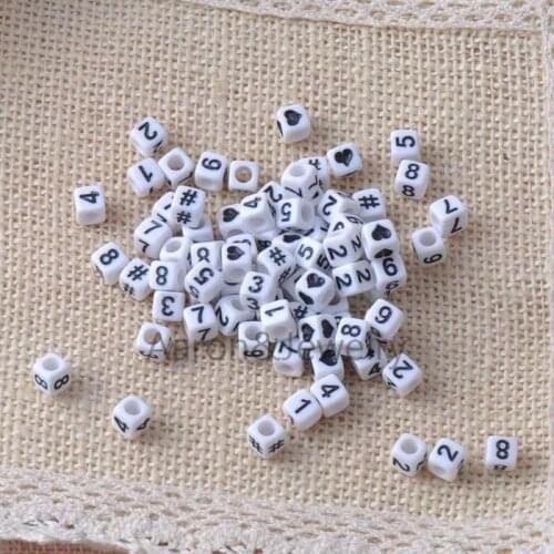 Mixed White Black acrylic Number Cube Spacer beads for jewelry making DIY 6x6mm 200Pcs YKL0190X