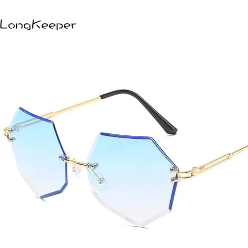 2020 Rimless Retro Sunglasses Women Gradient Alloy Frame Sun Glasses Brand Designer Irregular Eyewear Shades for Ladies Oculos