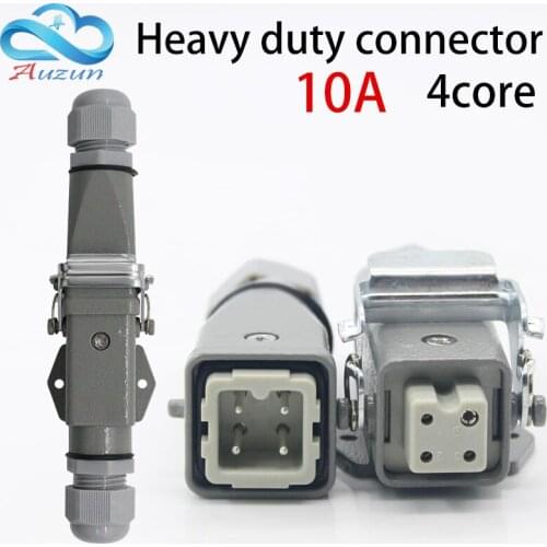 Heavy-duty connector 4 (3 + 1) 10A 250V ha-005-4 is Horizontal joint screw foot connection