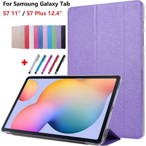 T870 SM-T970 For Samsung Galaxy Tab S7 Plus Tablet Case 12.4 2020 Tri Fold Coque For Funda Samsung Galaxy Tab S7 Case 11 Shell