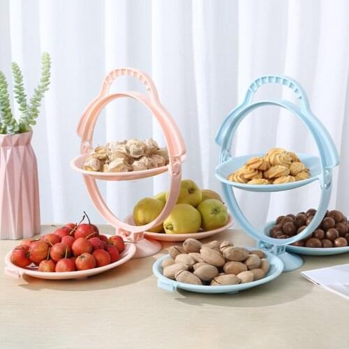 Nordic Style Fruit Plate Plastic Fruit Basket Fruit Bowl Candy Dried Fruit Folding Three layer Fruit Tray Fruit for Home/Hot