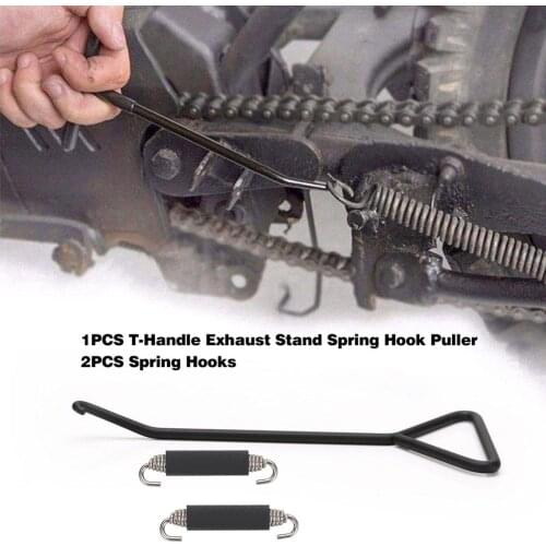 Universal Motorcycle Spring Hooks Stainless Steel T-Handle Exhaust Stand Puller Tools Motocross Installing Removing Accessories