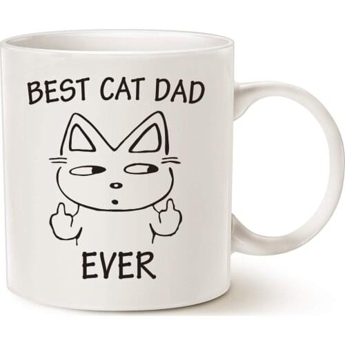 Funny Christmas Gifts Cat Dad Coffee Mug for Cat Lovers, Best Cat Dad Ever Best Cute Fathers Day Gifts for Dad Cup White, 11 Oz
