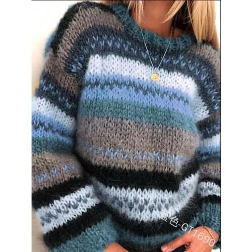 Vintage patchwork color sweater Fall 2021 casual long sleeve pullover,Green purple blue khaki jersey,pull oversize femme