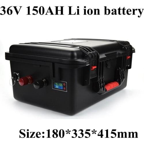 Waterproof 36v 150ah Lithium Ion Batteria with BMS Li Ion Rechargeable for 3000w Scooter Bike EV Golf Cart Boat +10A Charger