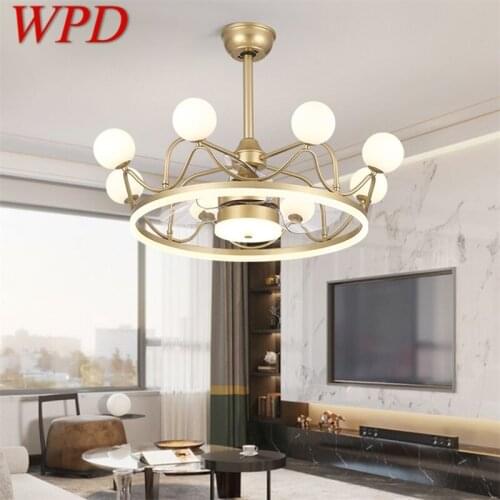 WPD Ceiling Lamps With Fan Gold With Remote Control 220V 110V LED Fixtures For Rooms Living Room Bedroom Restaurant