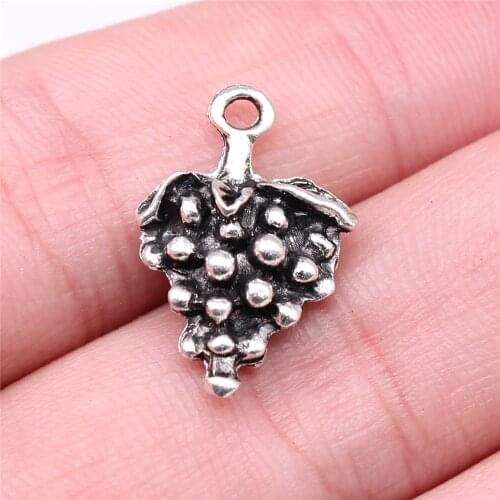 WYSIWYG 10pcs 20x14mm Fruit Grapes Charm Pendants For Jewelry Making Antique Silver Color Grapes Pendants Charm