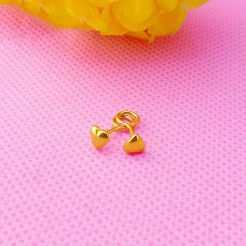 999 Real 24K Yellow Gold Earrings Women Luck Heart Stud Earrings 0.32g 2mmW Very Small Women Earrings