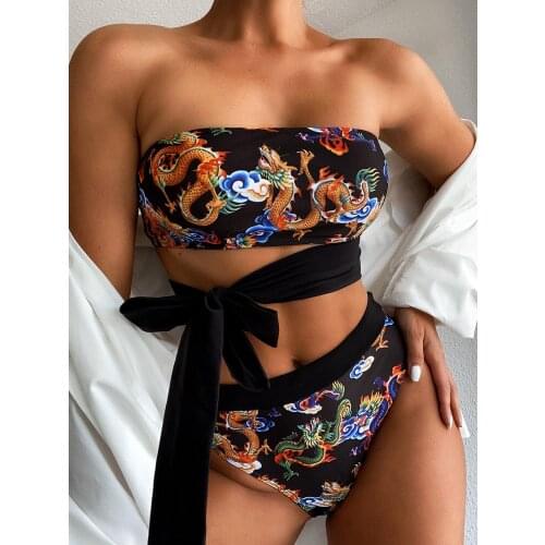 Women Bikini 2021 New Dragon Swimsuit Bikini New Split Swimsuit Women Bathing Suit Sexy 2 Piece Set