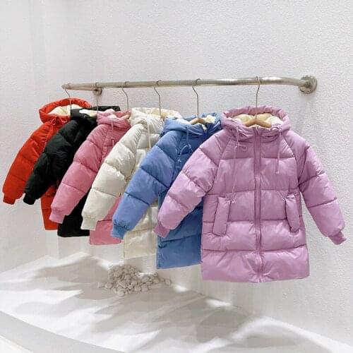 Winter Childrens Long Coat Loose Fashion Toddler Kids Cotton-padded Parka Thicken Warm Hooded Jacket Baby Boys Girls Outerwears