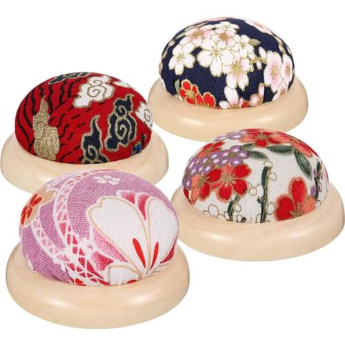 1Pcs Pin Cushion Wooden Bottom Needles Pin Holder Japanese Style Round Needle Pin Cushion Sewing Needle Holders Random Color