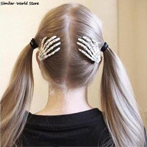 1pcs Girls Halloween Hairpin Gothic Punk Zombie Skeleton Hand Clips Skull Barrette Women Fashion Hair Accessories