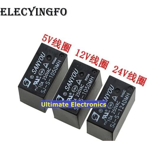 10pcs SJ-S-105DMH SJ-S-112DMH SJ-S-124DMH 5V12V24V 10A 250V4 feet normally open Relays