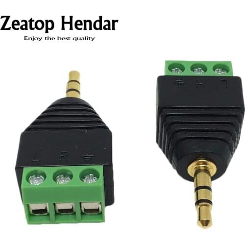 100Pcs Video AV Balun 3.5mm 1/8"stereo male to AV Screw Terminal Stereo jack 3.5 mm male 3 pin Terminal Block Plug connector
