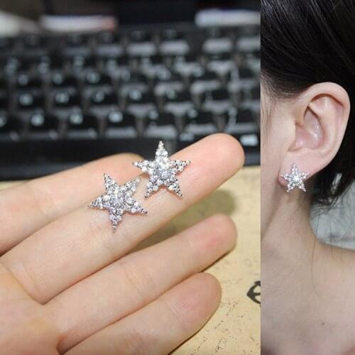 11.11 sale new star shape stud oorbellen for women engagement bridal wedding jewellery accessories best Christmas bijoux gift