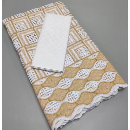 2.5+2.5yards Swiss Lace Farbics African High Quality Soft Bazin Riche Lace Fabrics Embroidery Dry Lace For Dress