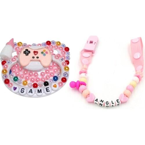 2pcs Adult Baby 100% Handmake Silicone Adult Pacifier chain & DDLG Milk Pacofoer Little Bottle Daddy Little Girl Pink