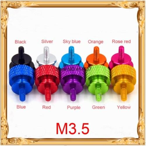 20pcs/lot M3.5 Threaded Aluminum Alloy Colourful Step Hand Tighten Screw Length 7mm-50mm