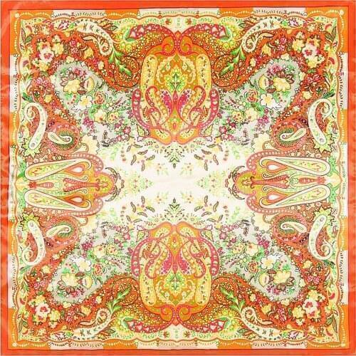 2017 New Twill Silk Square Scarf Women Luxury Bohemia Cashew Print Scarves&Wraps Big Hijab Foulard Bandana Big Neckerchief 90x90