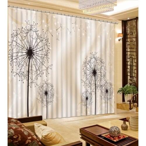 3D Curtain Custom Any Size Dandelion beige curtains Curtain Living Room Decorative Door Curtain Blackout Shade Window