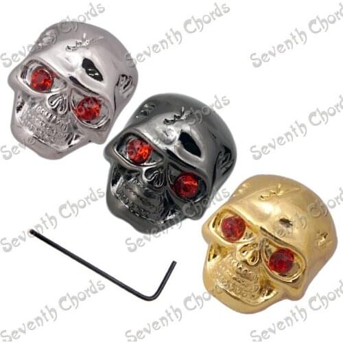 4 Pcs Metal Skull Head Volume Tone Pot Speed Control Knob for Electric Guitar Bass - Black - Chrome - Gold