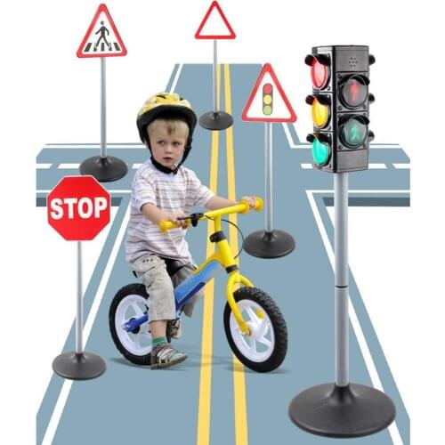 5Pcs/1Pcs Creative Mini Traffic Light Toy Height Adjustable Kids Toy Educational Sound Flashing Traffic Light Model for Home