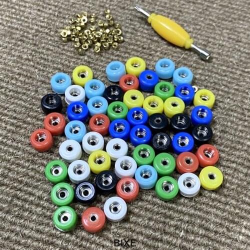 56PCS/Lot Fingerboard Bearing Wheels & Spanner Nuts for Fingerboard Finger SkateBoard Wooden Decks Accessory Replacement Tool